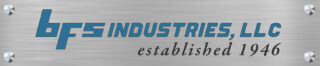 Brushed metal banner showing the BFS Industries, LLC logo in blue with 'established 1946' in cursive text.